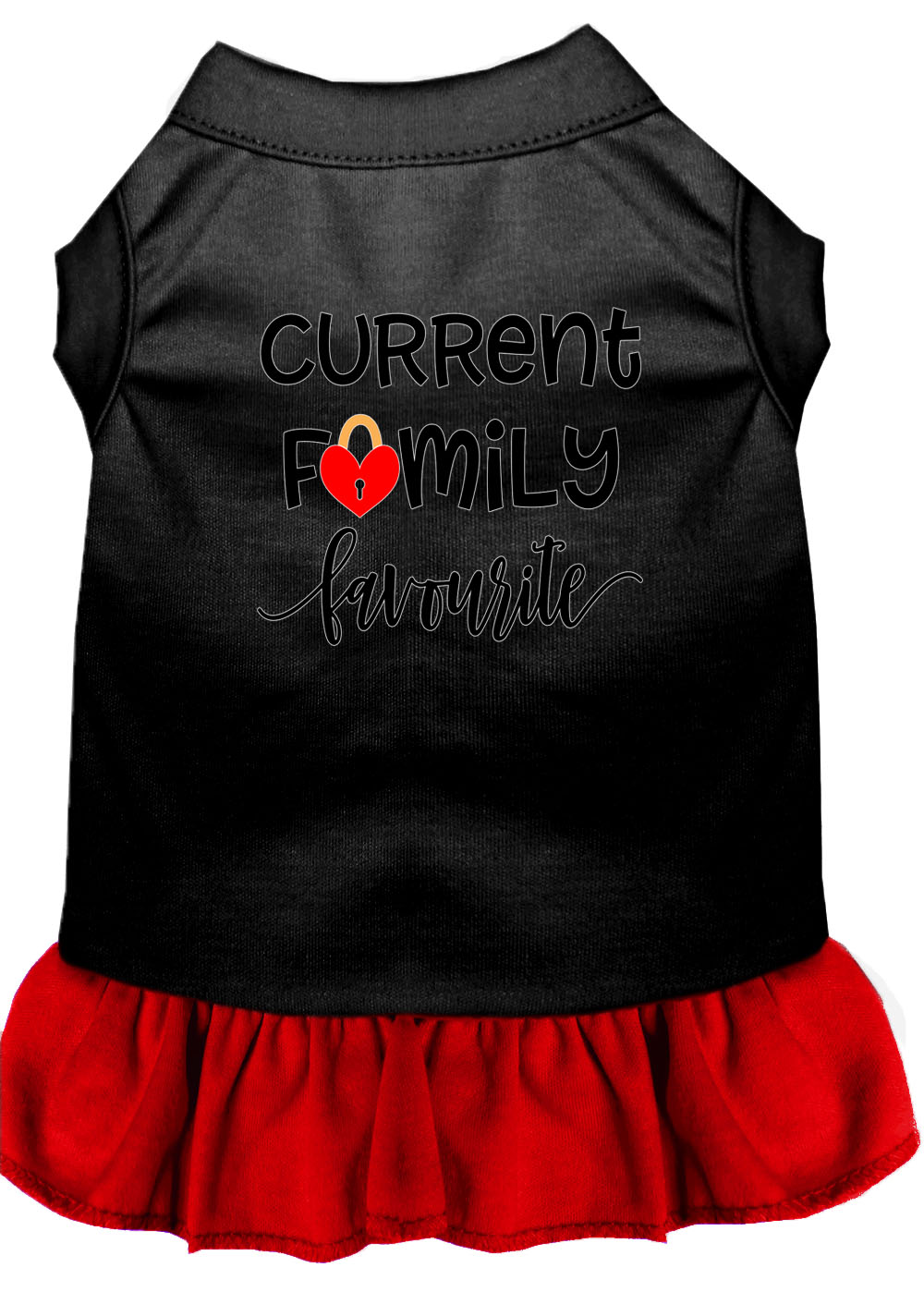 Family Favorite Screen Print Dog Dress Black with Red XXL